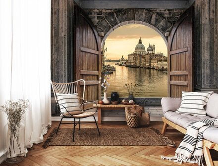 Pef Goedkeuring Stap Behang - Uitzicht op Venetië - 3D effect - Fotobehang - Muurvullend XXL -  Schipperkids - de leukste producten in een shop